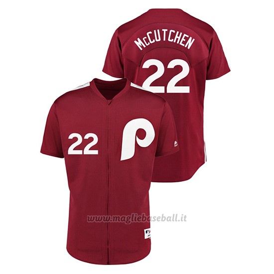 Maglia Baseball Uomo Philadelphia Phillies 22 Andrew Mccutchen 1979 Saturday Night Special Autentico Rosso